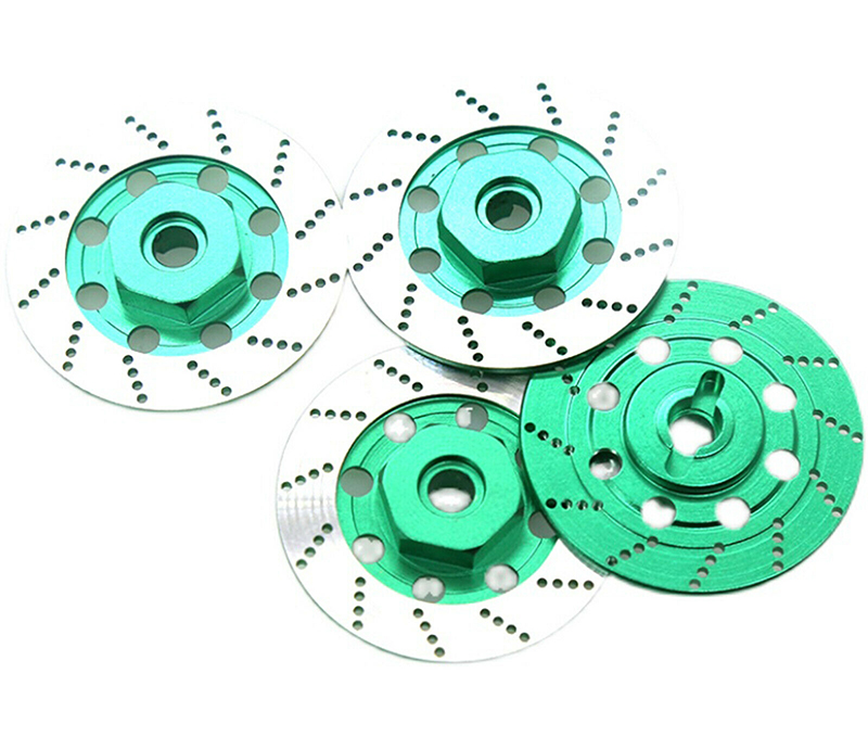 C31239GREEN Realistic Alloy Machined Brake 12mm Hex Hub Set for 1/10 Scale On-Road - Image 1