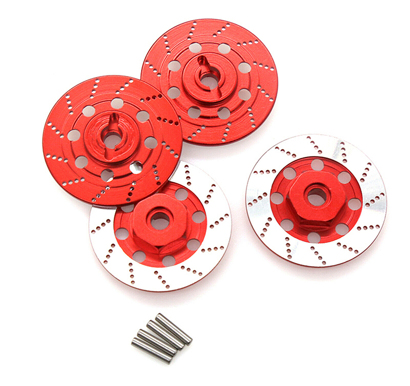C31239RED Realistic Alloy Machined Brake 12mm Hex Hub Set for 1/10 Scale On-Road - Image 1