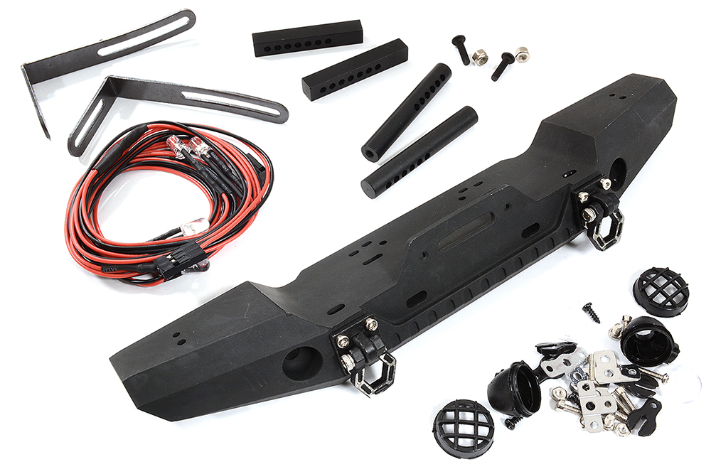 C31249 Realistic Front Bumper w/ LED for Traxxas TRX-4, Axial SCX10 II & SCX10 III - Image 1