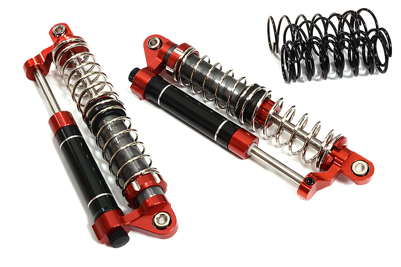 C31282RED Realistic Billet Machined Dual Shock Set (2) for 1/10 Off-Road Crawler (L=90mm) - Image 1