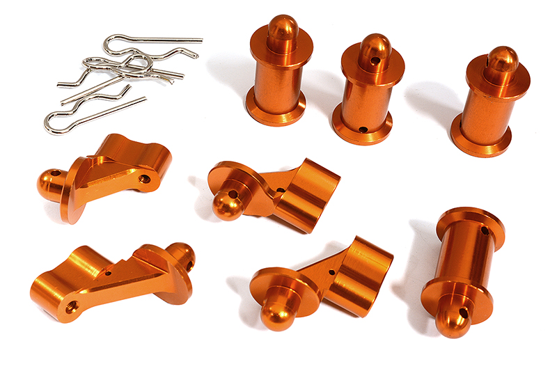 C31292ORANGE Machined Front & Rear Body Mount Set for Arrma 1/8 Kraton 6S BLX V3 AR330230 - Image 1