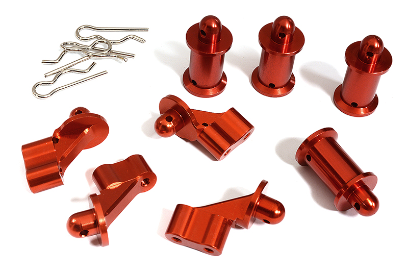 C31292RED Machined Front & Rear Body Mount Set for Arrma 1/8 Kraton 6S BLX V3 AR330230 - Image 1