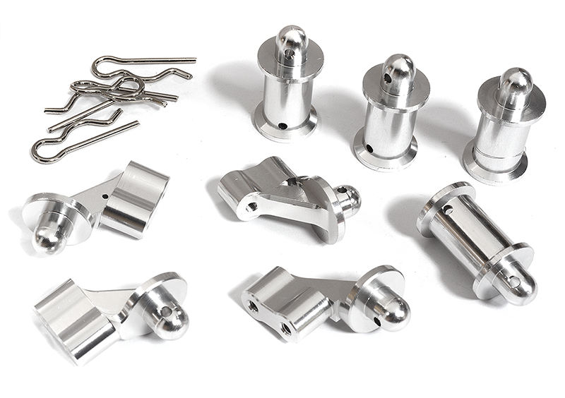 C31292SILVER Machined Front & Rear Body Mount Set for Arrma 1/8 Kraton 6S BLX V3 AR330230 - Image 1