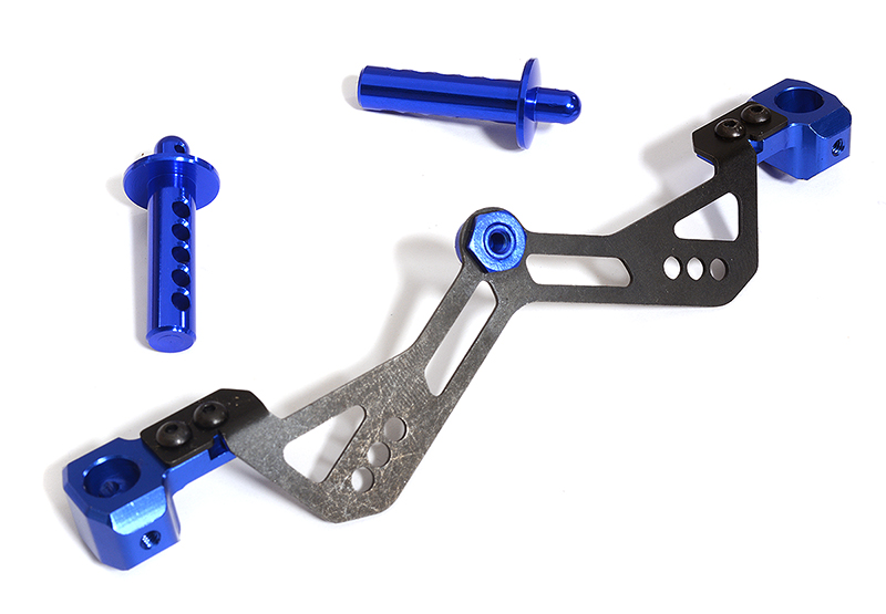 C31306BLUE Billet Machined Front Body Mount Set for Team Associated DR10 Drag Race Car RTR - Image 1