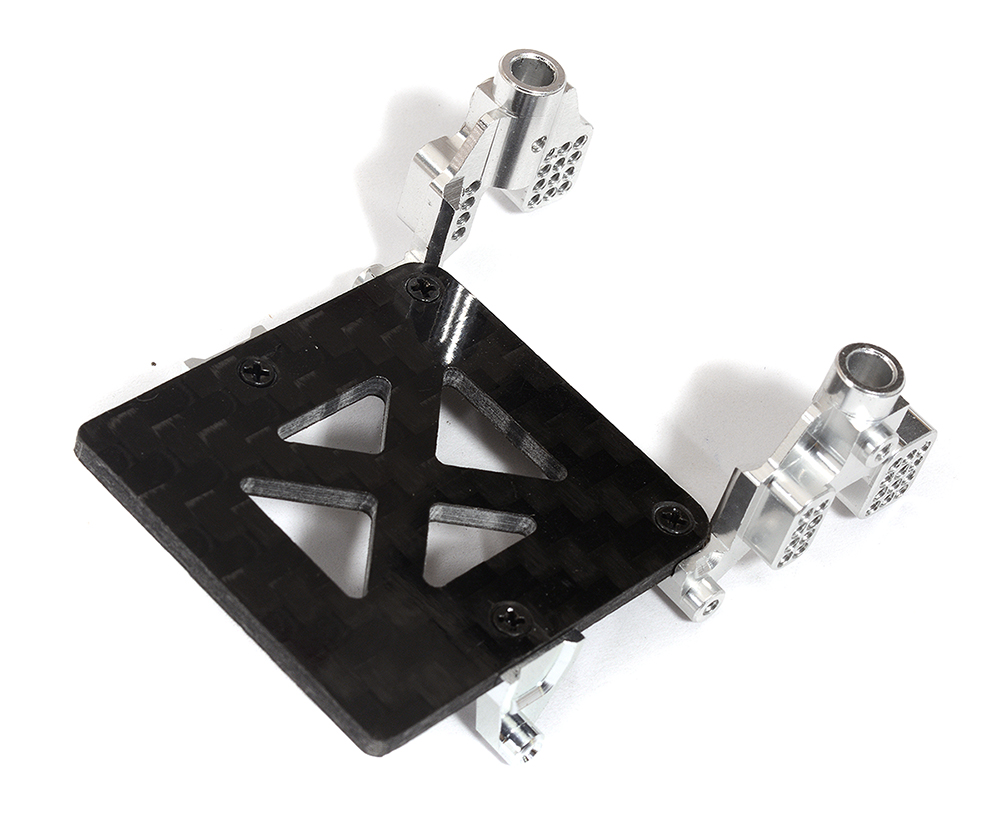 C31307SILVER Machined Silver Front Shock Towers w/ Receiver Mount for Axial 1/24 SCX24 - Image 1