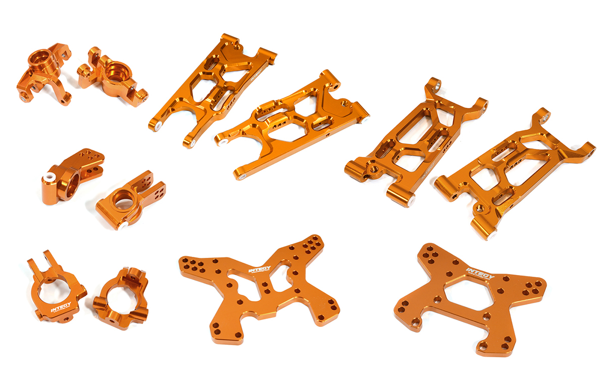 C31332ORANGE Billet Machined Alloy Suspension Set for Losi 1/10 Lasernut U4 4WD Brushless RTR - Image 1