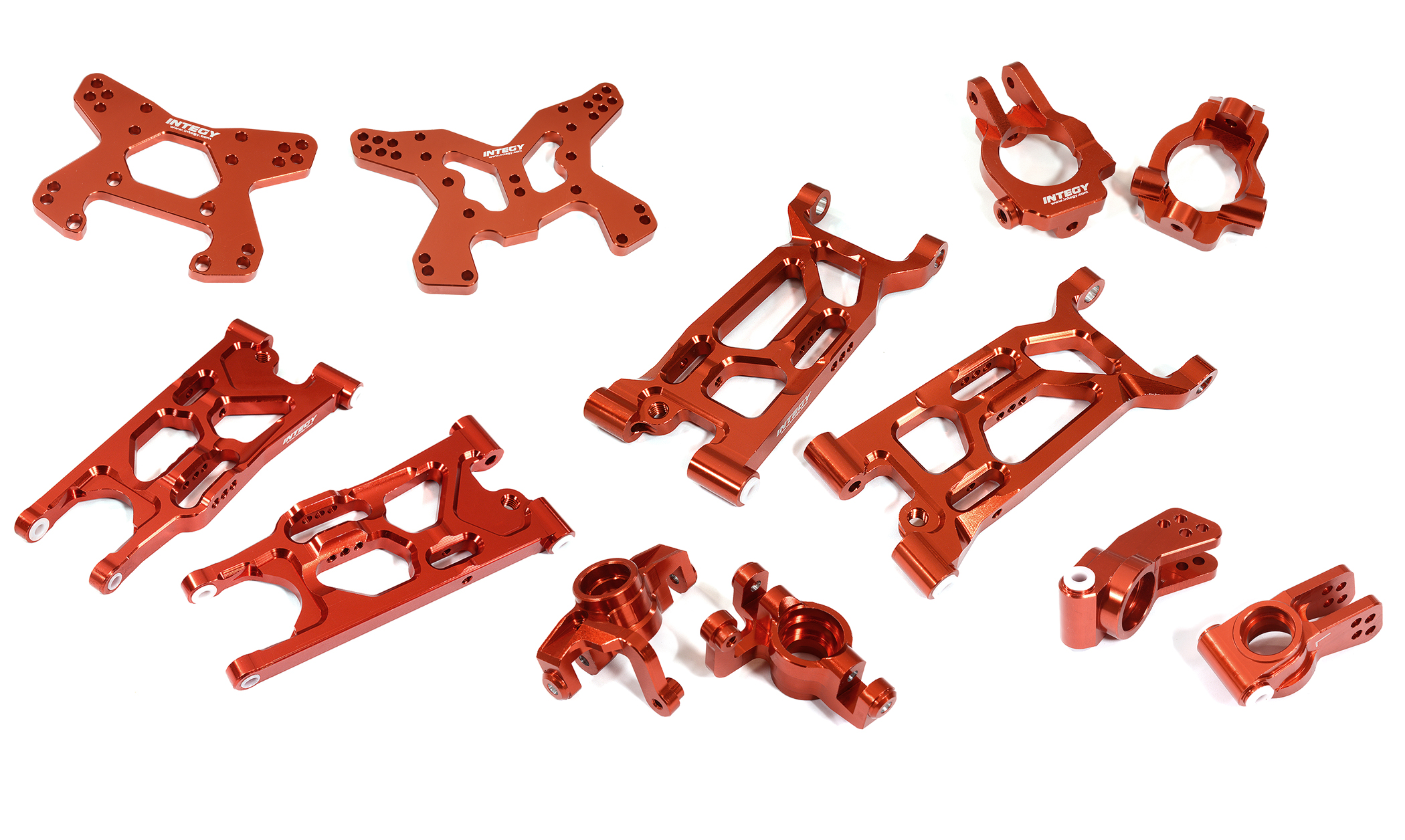 C31332RED Billet Machined Alloy Suspension Set for Losi 1/10 Lasernut U4 4WD Brushless RTR - Image 1