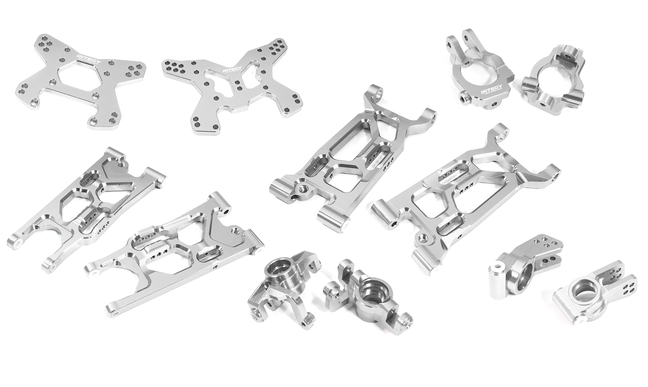 C31332SILVER Billet Machined Alloy Suspension Set for Losi 1/10 Lasernut U4 4WD Brushless RTR - Image 1