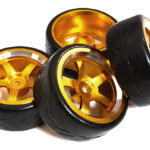5 Spoke Wheel & Tire Set (4) for Drift Racing (O.D.=62mm) W=26mm Offset 3.5mm