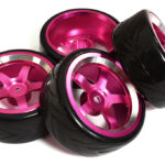 5 Spoke Wheel & Tire Set (4) for Drift Racing (O.D.=62mm) W=26mm Offset 3.5mm