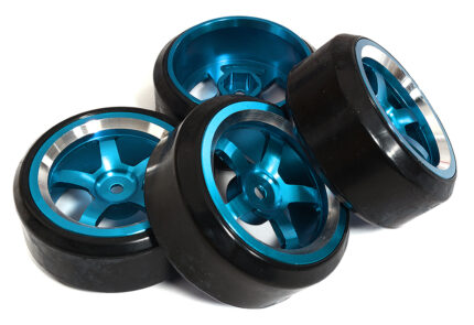 5 Spoke Wheel & Tire Set (4) for Drift Racing (O.D.=62mm) W=26mm Offset 3.5mm