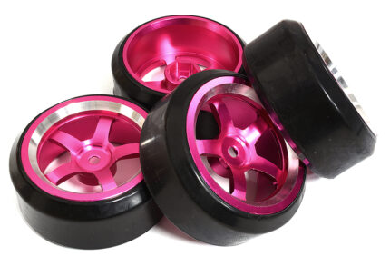 5 Spoke Wheel & Tire Set (4) for Drift Racing (O.D.=62mm) W=26mm Offset 3.5mm