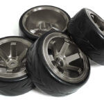 6 Spoke Wheel & Tire Set (4) for Drift Racing (O.D.=62mm) W=26mm Offset 6.5mm