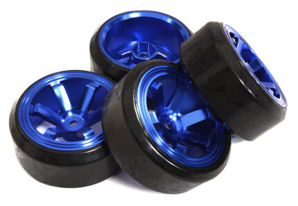 6 Spoke Wheel & Tire Set (4) for Drift Racing (O.D.=62mm) W=26mm Offset 6.5mm