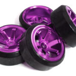 6 Spoke Wheel & Tire Set (4) for Drift Racing (O.D.=62mm) W=26mm Offset 6.5mm