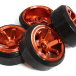 6 Spoke Wheel & Tire Set (4) for Drift Racing (O.D.=62mm) W=26mm Offset 6.5mm