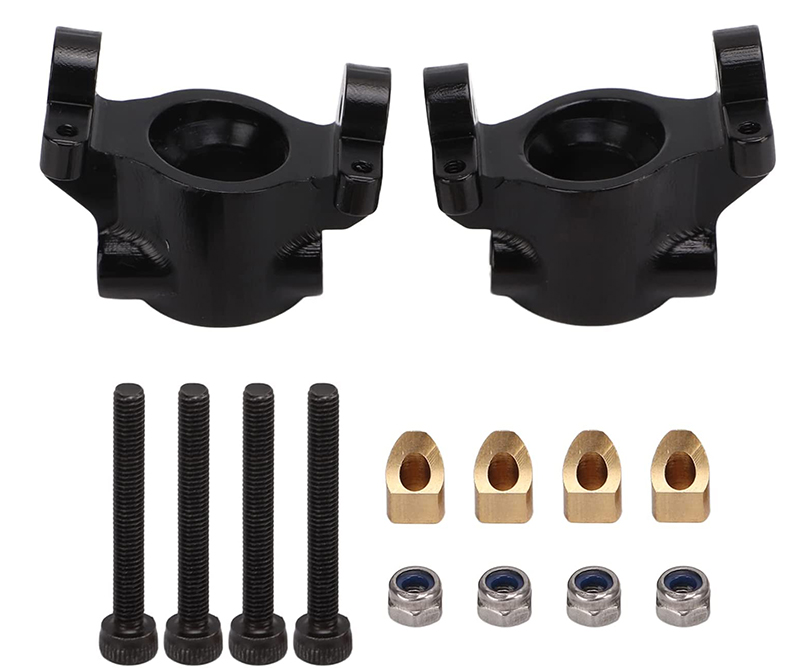 C31435BLACK Alloy Machined Front Caster Blocks for Axial 1/10 RBX10 Ryft 4WD Rock Bouncer - Image 1
