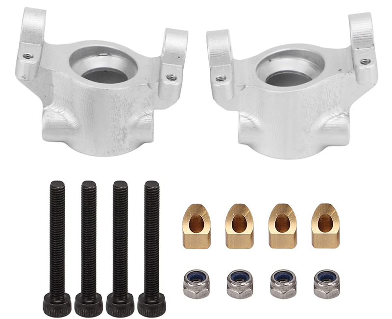 C31435SILVER Alloy Machined Front Caster Blocks for Axial 1/10 RBX10 Ryft 4WD Rock Bouncer - Image 1