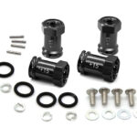 Black Alloy Machined Hex Wheel Adapters +15mm Offset for 1/16 RC Cars