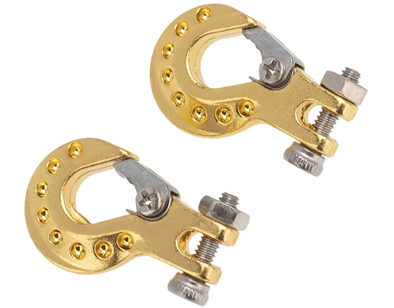 C31503GOLD 1/10 Model Scale Alloy Tow Rope / Cable Winch Hook (2) for Off-Road Crawler - Image 1