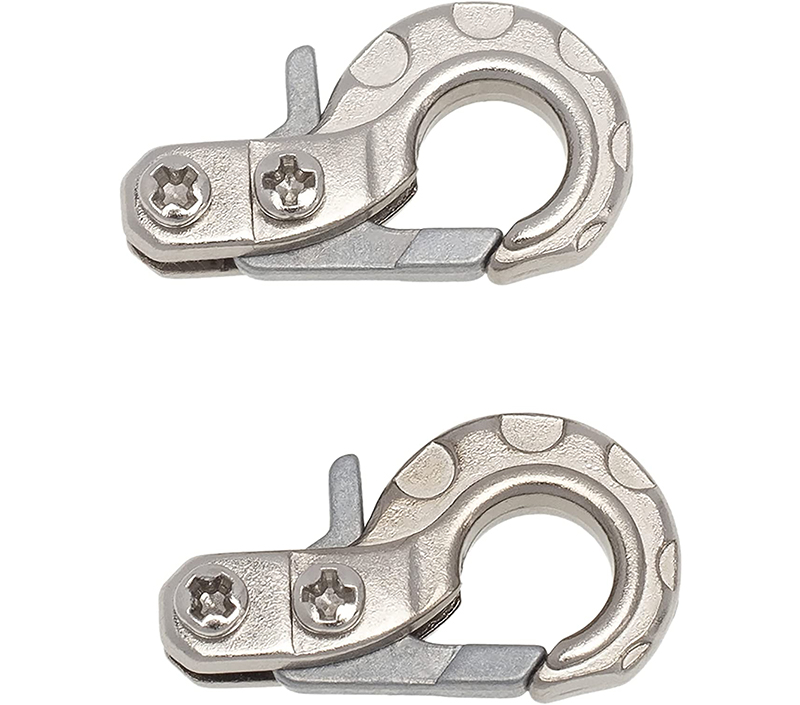 C31504SILVER 1/10 Model Scale Alloy Tow Rope / Cable Winch Hook (2) for Off-Road Crawler - Image 1