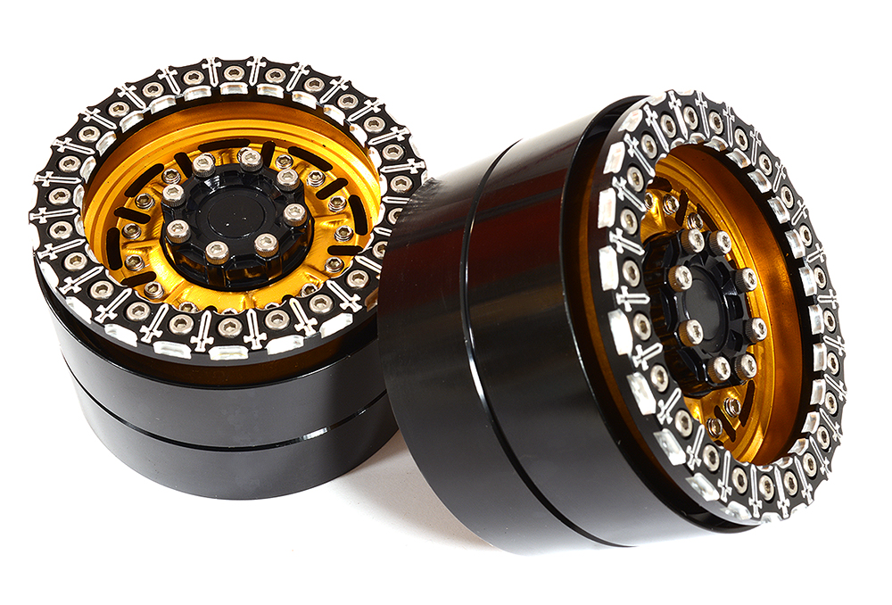 C31541GOLD 2.2 Size Billet Machined Alloy Spoke Wheels (2) 168g Each for 1/10 Scale Crawler - Image 1