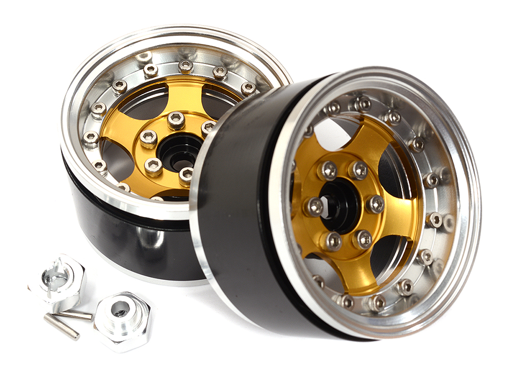 C31546SILVERGOLD Billet Machined Off-Road 1.9 Size (2) Beadlock Wheel for 1/10 Scale Crawler - Image 1