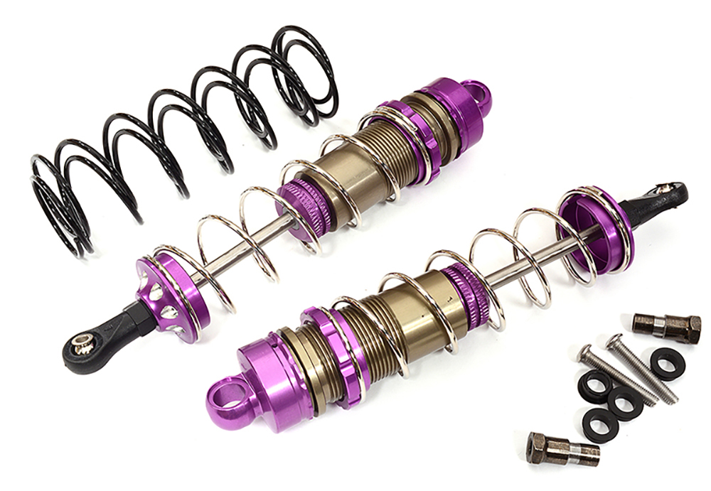 C31548PURPLE Alloy Machined HD Big Bore Shocks (2) 140mm for 1/8 Scale Off-Road - Image 1