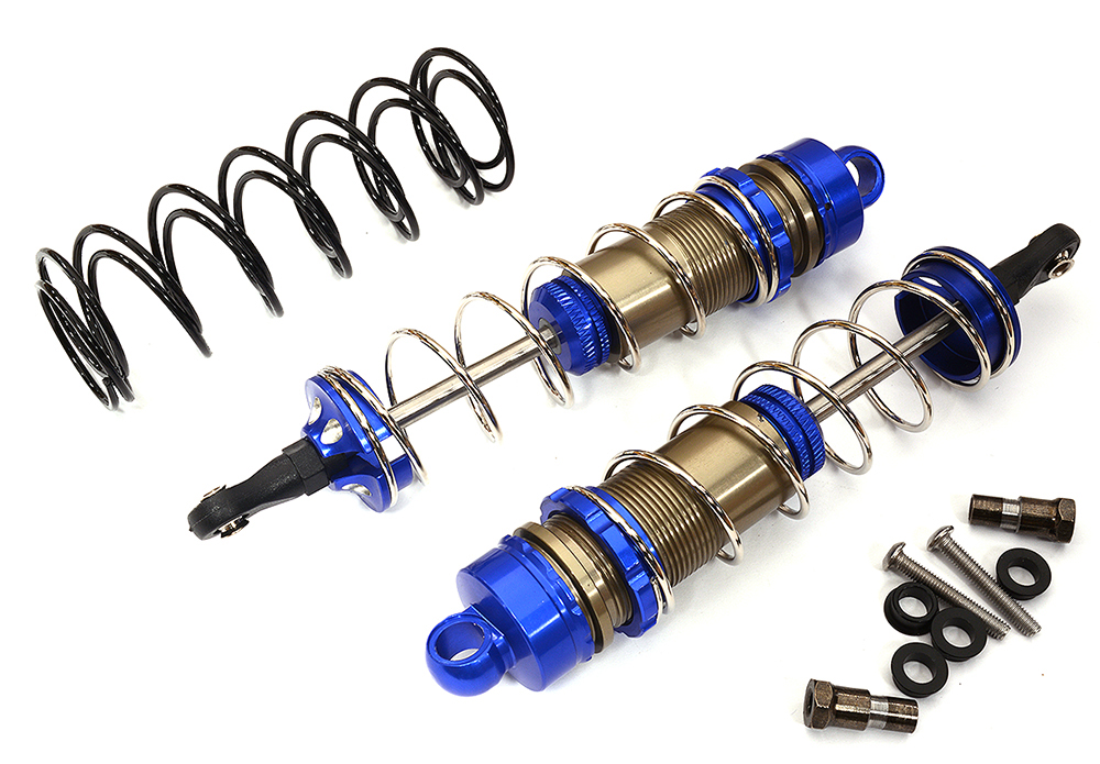 C31549BLUE Alloy Machined HD Big Bore Shocks (2) 110mm for 1/8 Scale Off-Road - Image 1