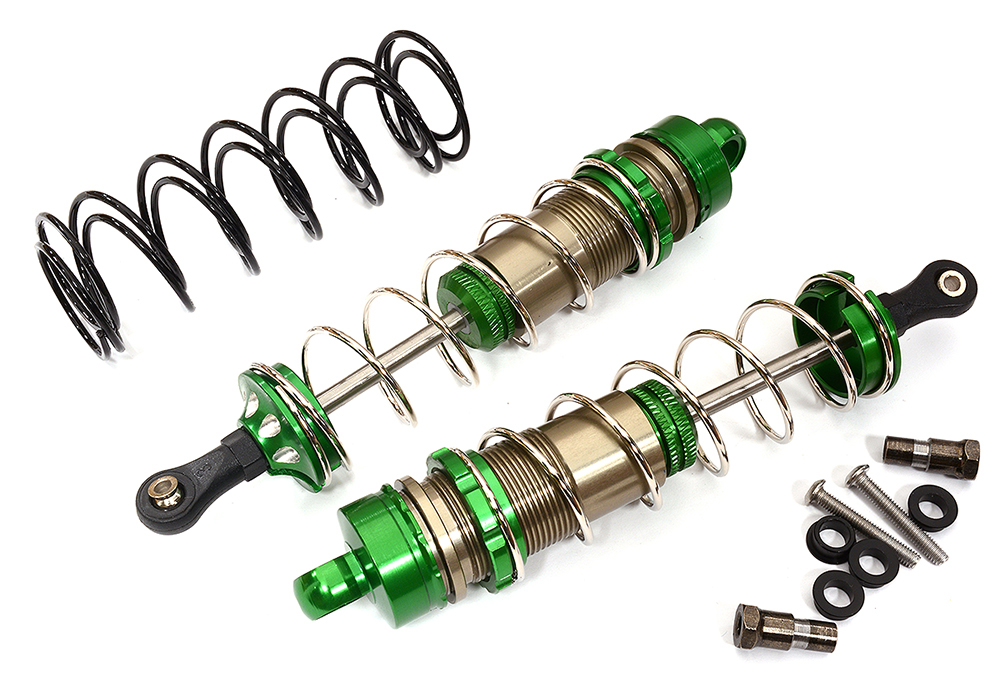 C31549GREEN Green Alloy Machined HD Big Bore Shocks for 1/8 Scale Off-Road (110mm, 2-Pack) - Image 1