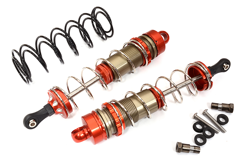 C31549RED Alloy Machined HD Big Bore Shocks (2) 110mm for 1/8 Scale Off-Road - Image 1
