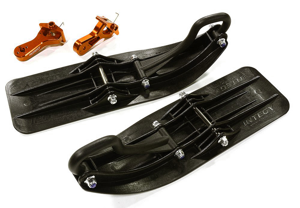 C31601ORANGE Front Sled Ski Attachment Set for Losi 1/10 Lasernut U4 4WD RTR (for RWD) - Image 1