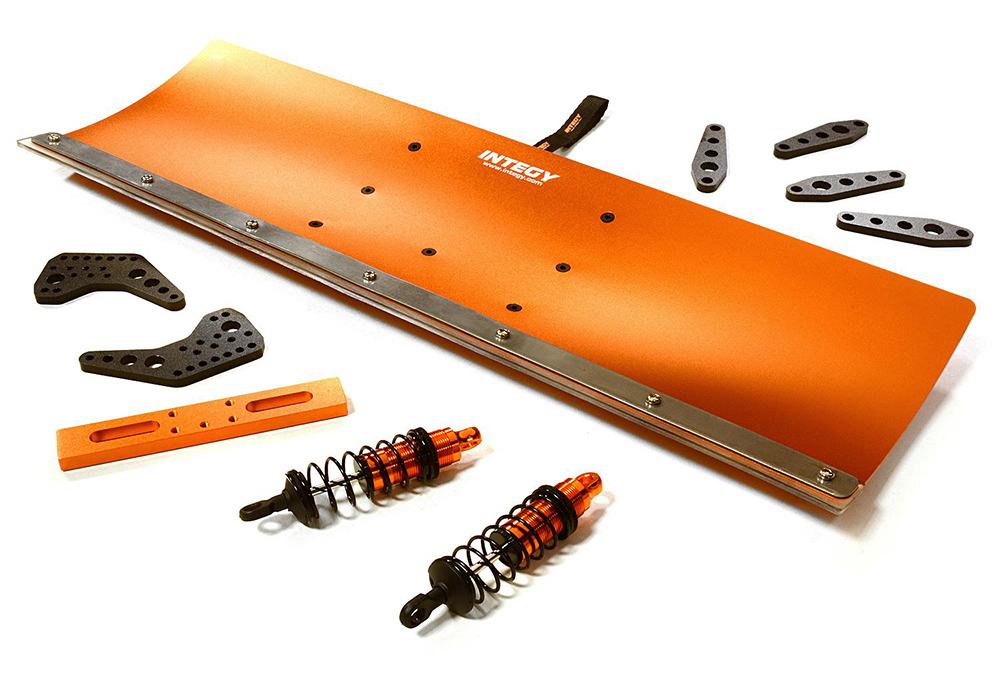 C31612ORANGE Orange Alloy Machined Snowplow Kit for Arrma 1/10 Vorteks 4X4 3S BLX, 400mm - Image 1