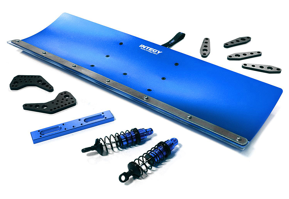 C31613BLUE Alloy Machined 400mm Snowplow Kit for Losi 1/10 Lasernut U4 4WD Brushless RTR - Image 1