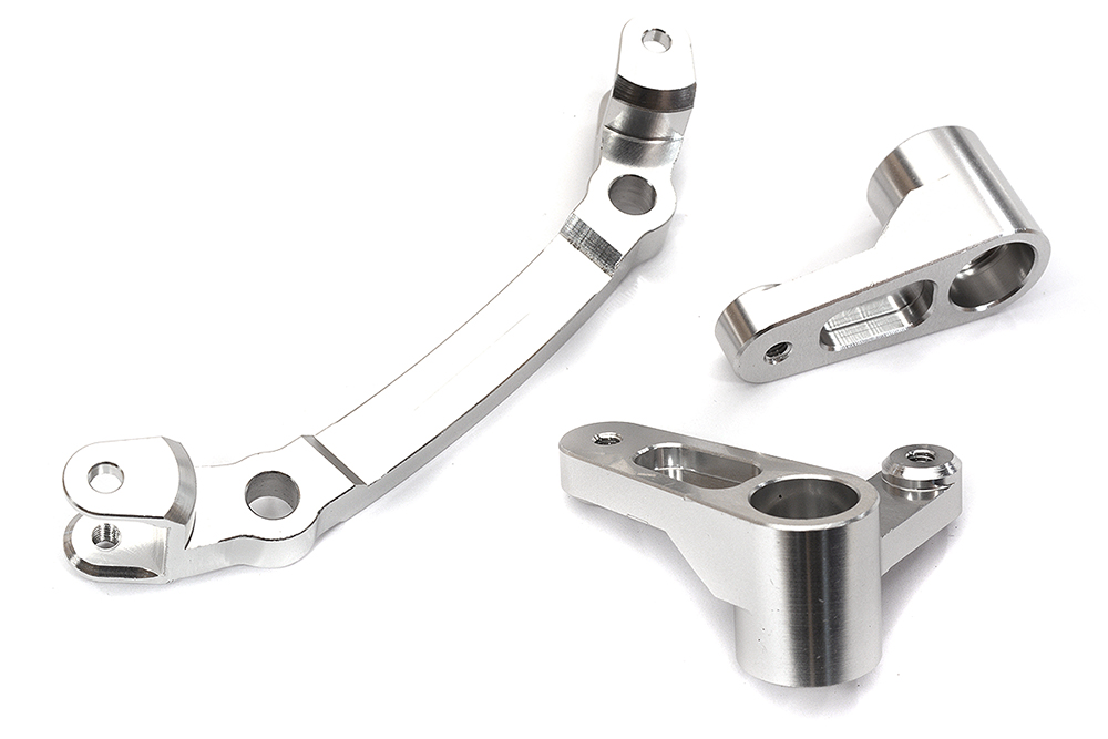 C31616SILVER Machined Steering Bellcrank Set for Arrma 1/10 Vorteks 4X4 3S BLX ARA340179 - Image 1