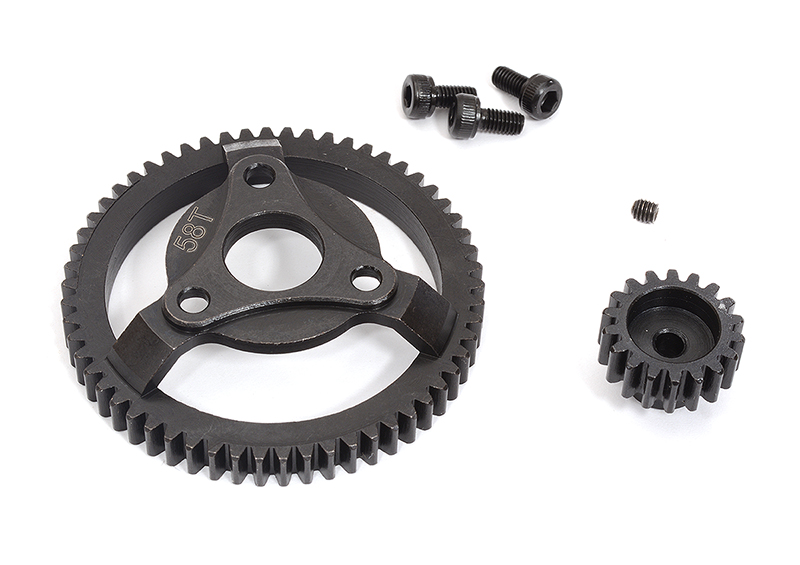 C31625 Machined Steel 0.8 Pitch 58T Spur Gear & 18T Pinion for 1/10 Stampede 2WD 4690 - Image 1