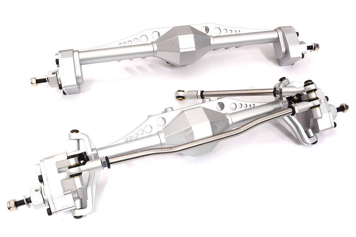 C31689SILVER Machined Front & Rear Axles for Axial 1/10 Capra 1.9 Unlimited 232004 232005 - Image 1