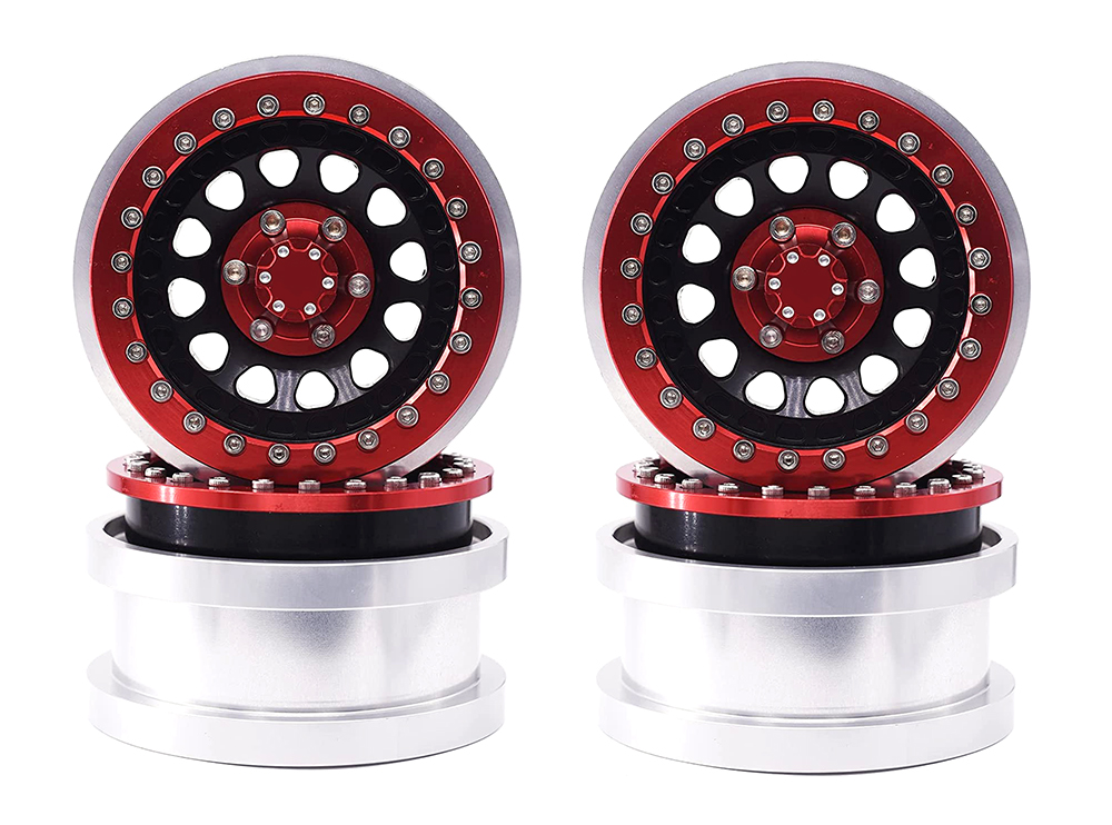 C31710RED Alloy Machined Wheel Set (4) for Axial SCX6 45001 - Image 1