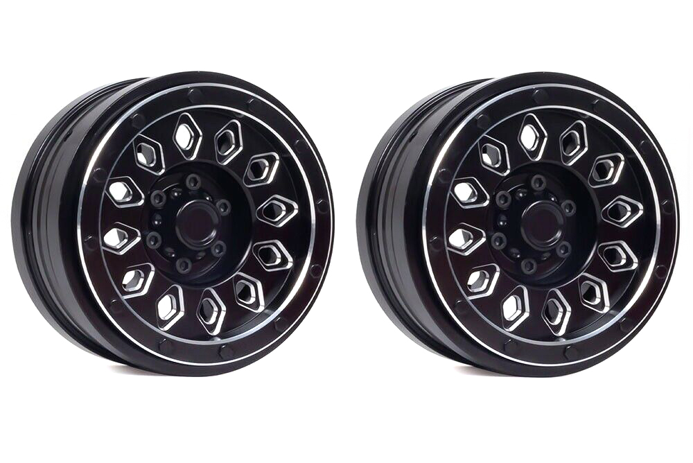 C31726BLACK Alloy Machined Wheel Set (2) for Axial SCX6 45000 - Image 1