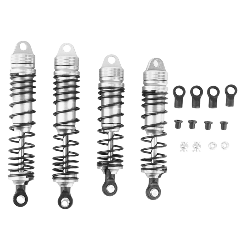 C31742SILVER F&R Shock Set (4) for Traxxas 1/10 Slash, Stampede & Rustler 2WD & 4X4 3765 3766 - Image 1
