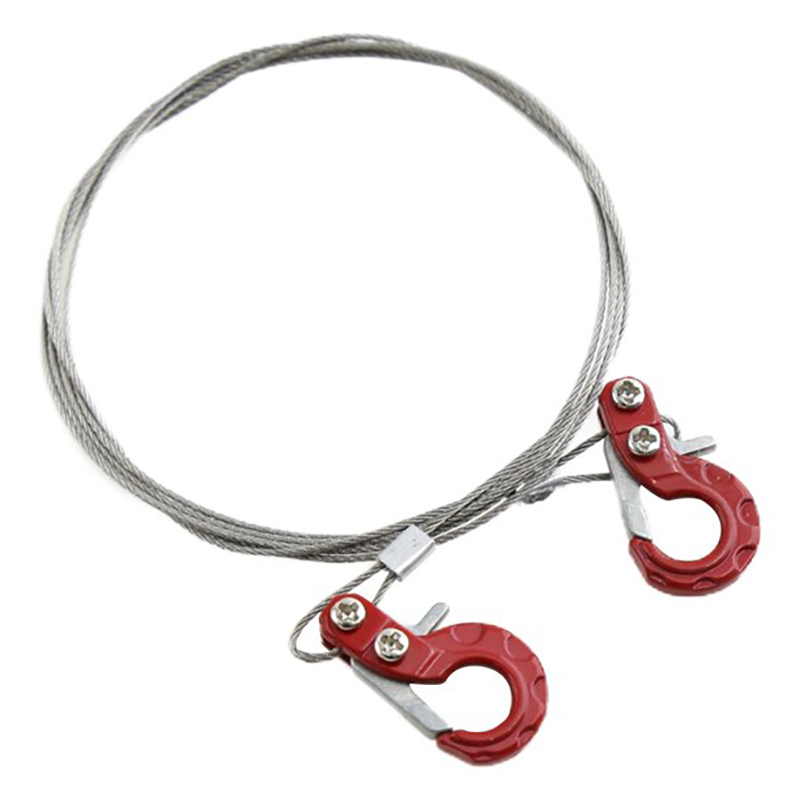 C31759RED Realistic 1/10 Size Steel Tow Cable & Tow Hooks for 1/10 Scale Off-Road - Image 1