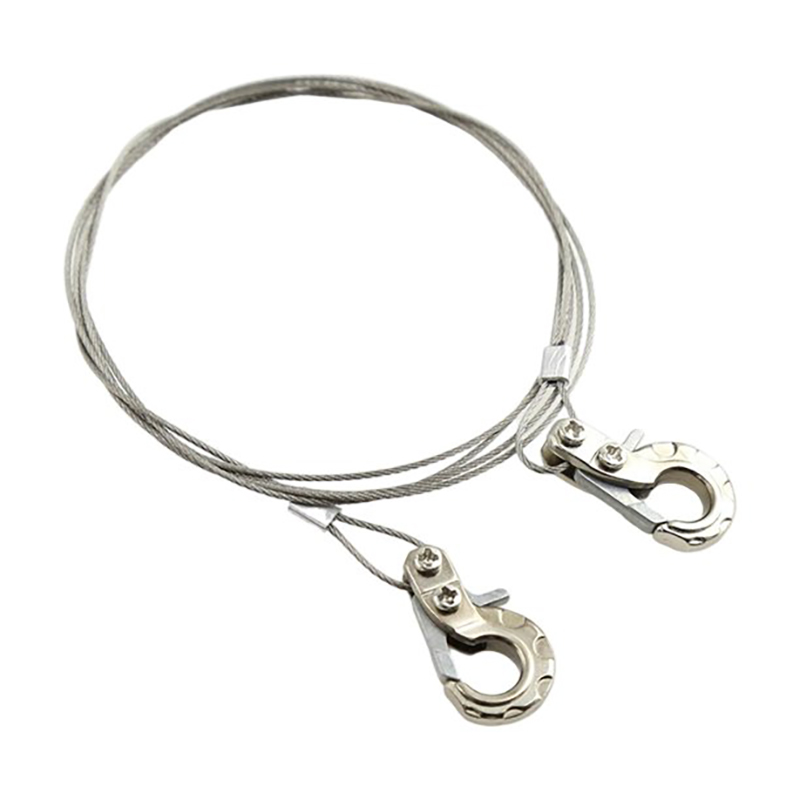 C31759SILVER Realistic 1/10 Size Steel Tow Cable & Tow Hooks for 1/10 Scale Off-Road - Image 1