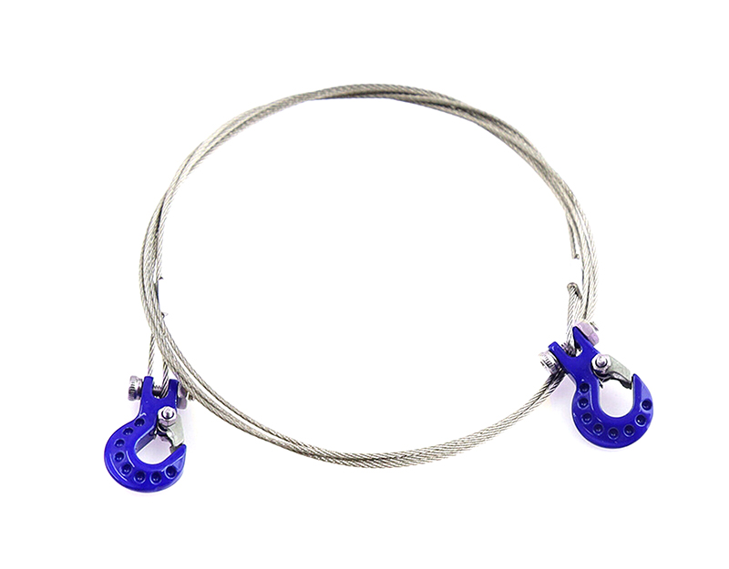 C31760BLUE Realistic 1/10 Size Steel Tow Cable & Tow Hooks for 1/10 Scale Off-Road - Image 1