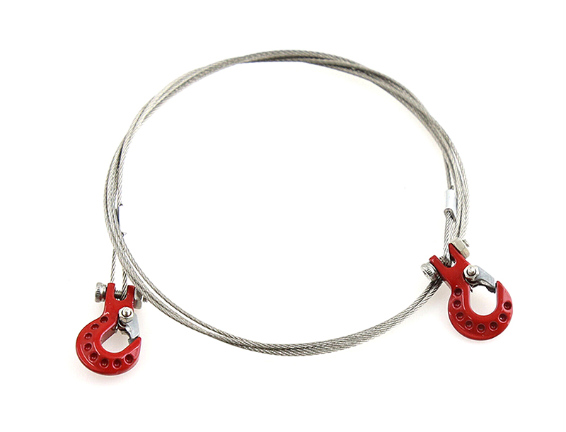 C31760RED Realistic 1/10 Size Steel Tow Cable & Tow Hooks for 1/10 Scale Off-Road - Image 1