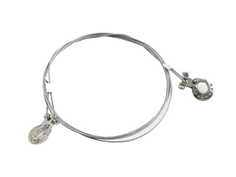 C31760SILVER Realistic 1/10 Size Steel Tow Cable & Tow Hooks for 1/10 Scale Off-Road - Image 1