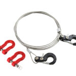 Realistic Steel Tow Cable & Tow Hooks w/ Bow Shackles for 1/10 Off-Road Crawler