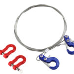 Realistic Steel Tow Cable & Tow Hooks w/ Bow Shackles for 1/10 Off-Road Crawler