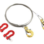 Realistic Steel Tow Cable & Tow Hooks w/ Bow Shackles for 1/10 Off-Road Crawler