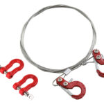 Realistic Steel Tow Cable & Tow Hooks w/ Bow Shackles for 1/10 Off-Road Crawler