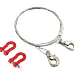 Realistic Steel Tow Cable & Tow Hooks w/ Bow Shackles for 1/10 Off-Road Crawler